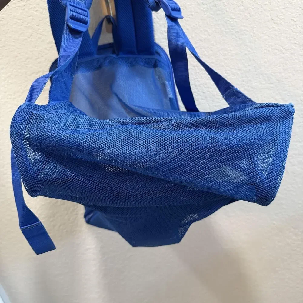 Nike Brasilia Blue Mesh See-Through Backpack Swoosh Daypack School Sports Bag